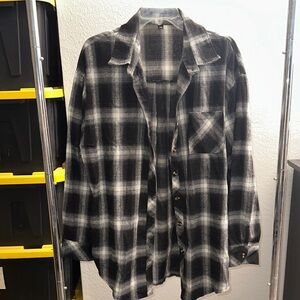 Black and White Plaid Button-Up Shirt